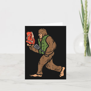 Bigfoot Barbecue Bbq Sasquatch Meat Grilling Women Card
