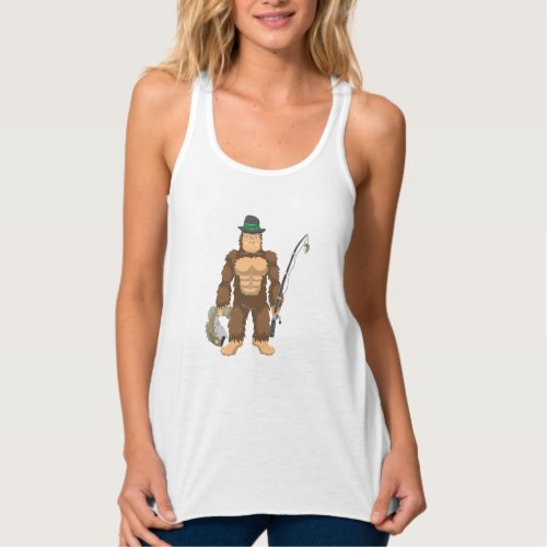 Bigfoot Bass Fishing Sasquatch Fisherman Tank Top