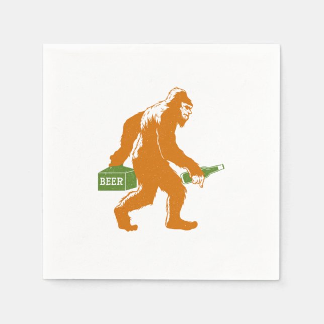 Bigfoot Beer Sasquatch Yeti Beer Lover Beer Bottle Napkins (Front)