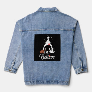 Bigfoot Believe Christmas Shirt Denim Jacket