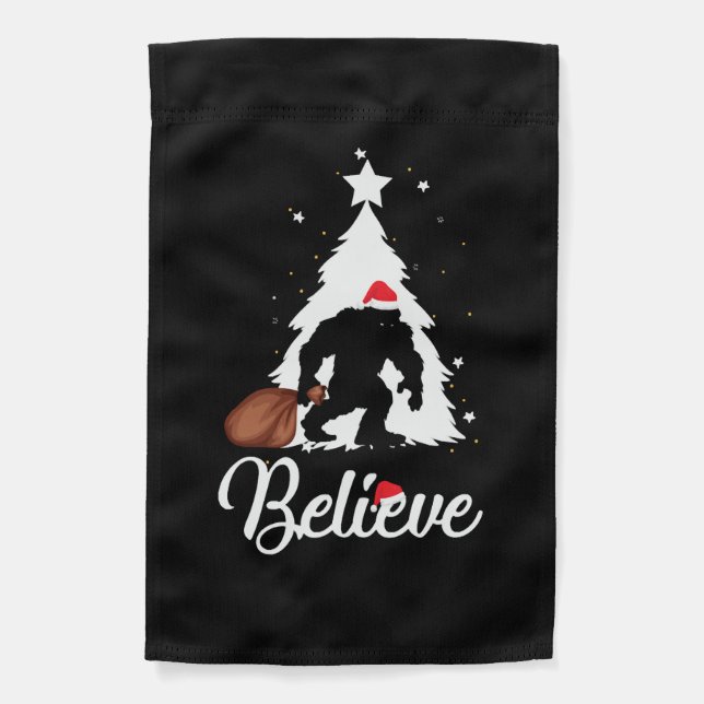 Bigfoot Believe Christmas Shirt Garden Flag (Front)