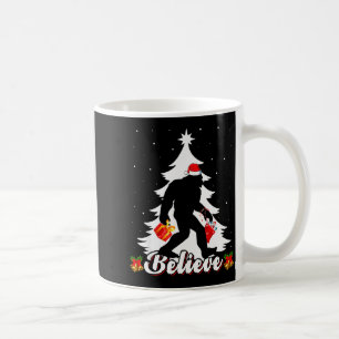 Bigfoot Believe Christmas Tree Funny Santa Sasquat Coffee Mug