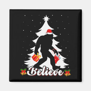 Bigfoot Believe Christmas Tree Funny Santa Sasquat Magnet