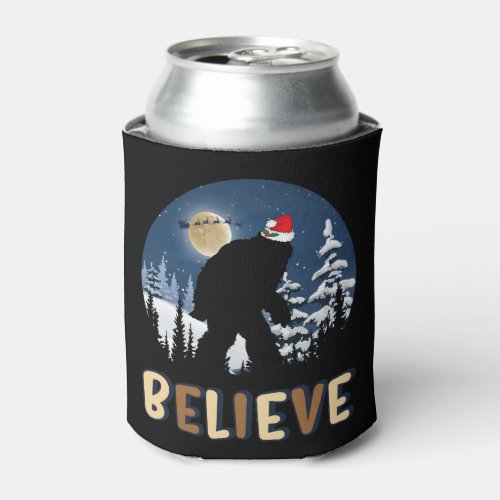 Bigfoot Believe In Christmas Funny Sasquatch Xmas  Can Cooler