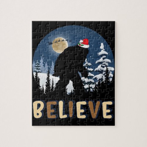  Bigfoot Believe In Christmas Funny Sasquatch Xmas Jigsaw Puzzle
