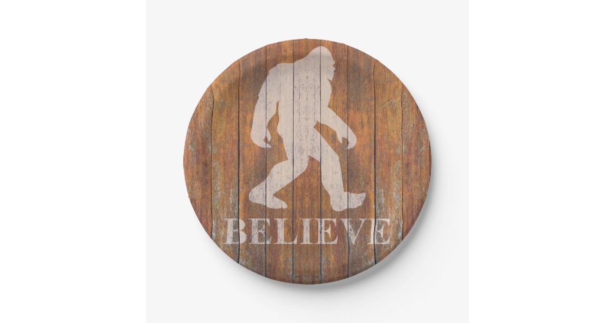Bigfoot believe paper plates Zazzle