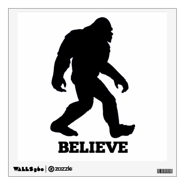 Bigfoot BELIEVE Wall Decal! Sasquatch Wall Sticker (Front)