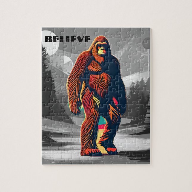 Bigfoot Believer Colorful Sasquatch Motivation Jigsaw Puzzle (Vertical)