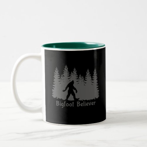 Bigfoot believer tree line Two_Tone coffee mug