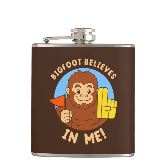 Bigfoot Believes In Me Flask (Front)