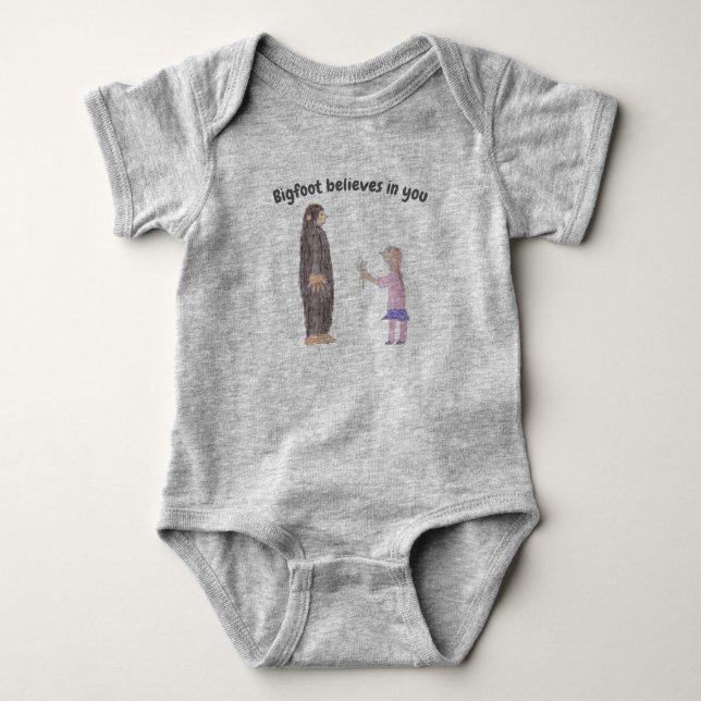 Bigfoot Believes in You Infant One Piece Baby Bodysuit (Front)