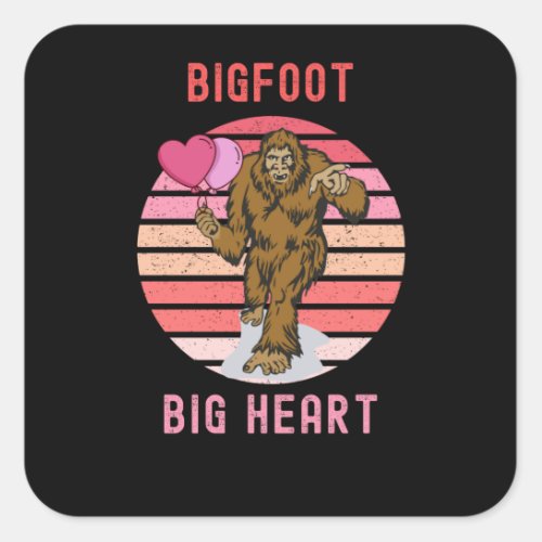 Bigfoot Big Heart Square Sticker