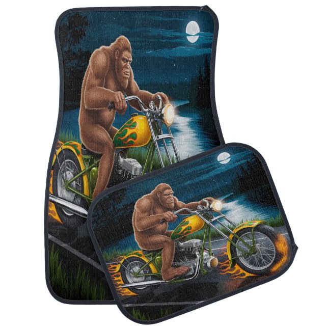 Bigfoot Biking Under the Moon Car Floor Mat (Set)