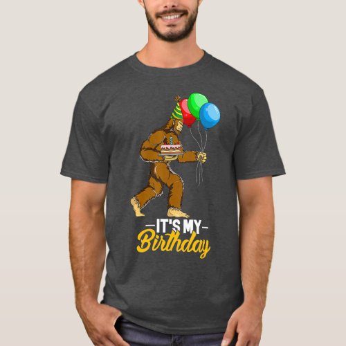 Bigfoot Birthday Cake Balloons Sasquatch Yeti T_Shirt