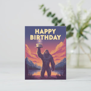 BigFoot Birthday Cryptozoology Art Weird Funny Holiday Card