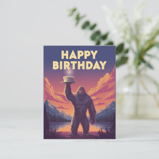 BigFoot Birthday Cryptozoology Art Weird Funny Holiday Card