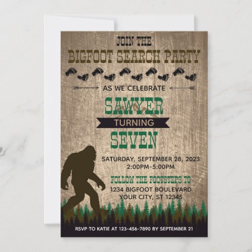 Bigfoot Birthday Invitation