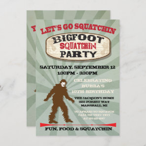 Bigfoot Birthday party invitations