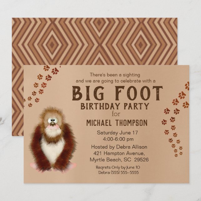 Bigfoot  Birthday Party Invitations (Front/Back)
