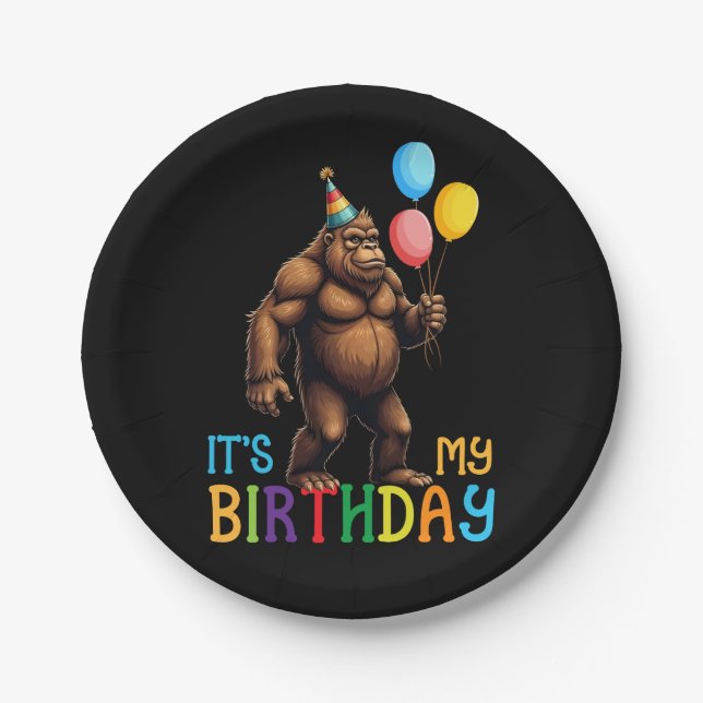 Bigfoot Birthday Party - It’s My Birthday Paper Plates (Front)