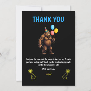 Bigfoot Birthday Party - It’s My Birthday Thank You Card