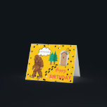 Bigfoot Birthday Silly Funny Folding Card<br><div class="desc">Give your friends a giggle with this silly Bigfoot comic greeting card! 
Bigfoot leaves a "gift" in the wilderness for the birthday person to experience. LOL!
Designed for your entertainment from Ellen Medlock Studio.
All rights reserved.</div>