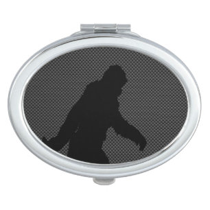 Bigfoot Black Silhouette Carbon Fiber Style Compact Mirror