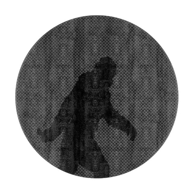 Bigfoot Black Silhouette Carbon Fiber Style Cutting Board (Front)