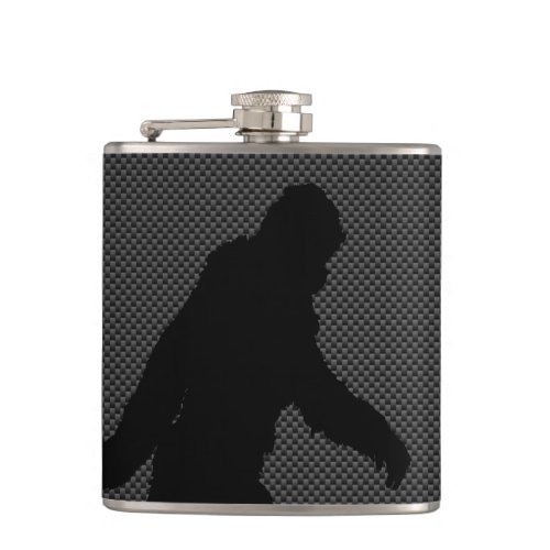 Bigfoot Black Silhouette Carbon Fiber Style Flask