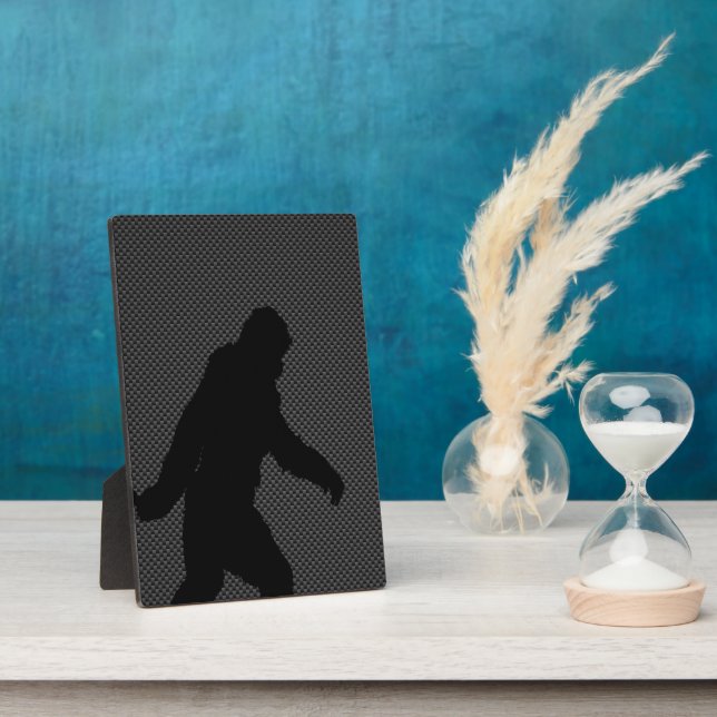 Bigfoot Black Silhouette Carbon Fiber Style Plaque (Side)