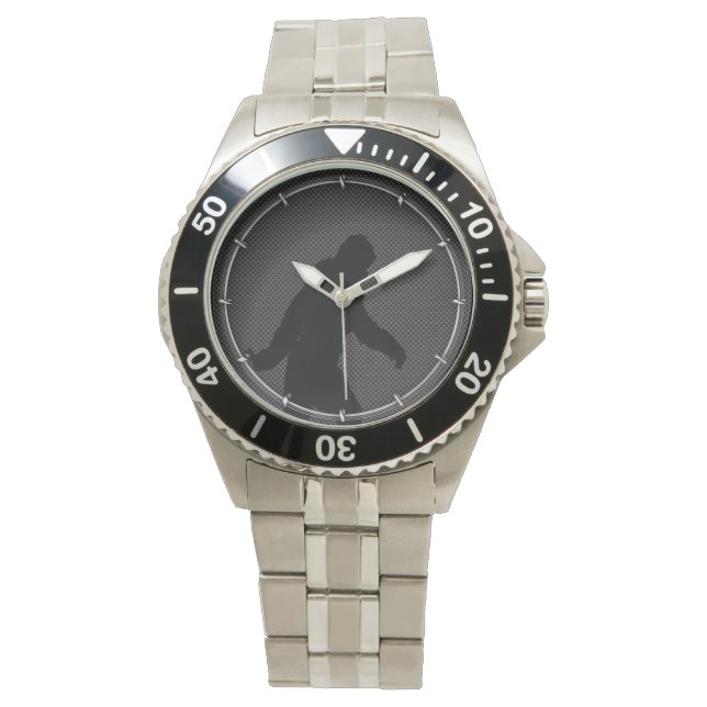 Bigfoot Black Silhouette Carbon Fiber Style Watch (Front)