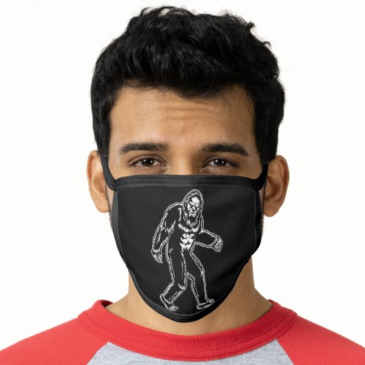 Bigfoot Black White Sasquatch Creature Face Mask (Worn Him)