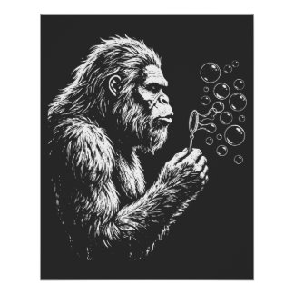 Bigfoot Blowing Soap Bubbles Poster
