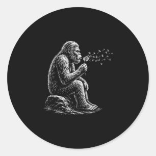Bigfoot blowing wishes dandelion vintage sasquatch classic round sticker