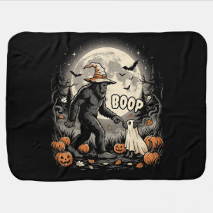 Bigfoot Boop Dog Retro Halloween Sasquatch Baby Blanket