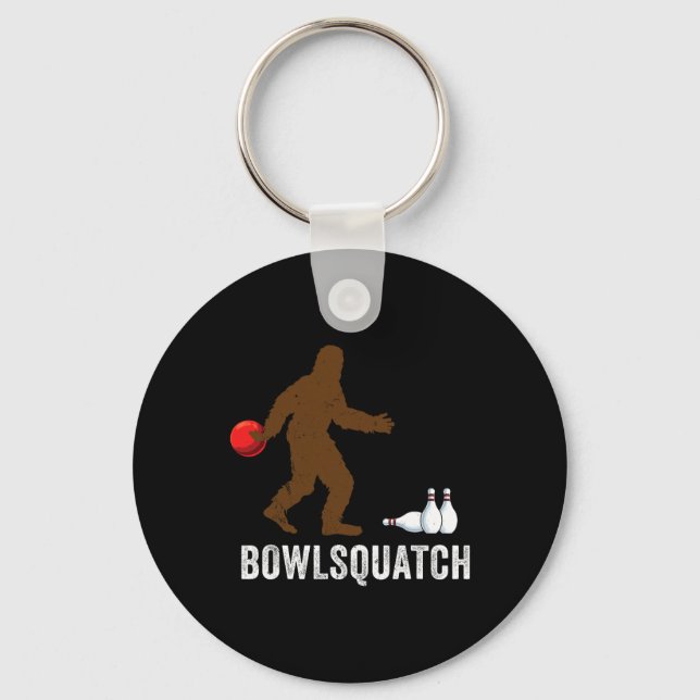 Bigfoot Bowling Gift Sasquatch Gifts Bowler Byll P Keychain (Front)