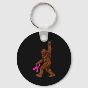 Bigfoot Breast Cancer Funny Sasquatch Nk Ribbon Keychain