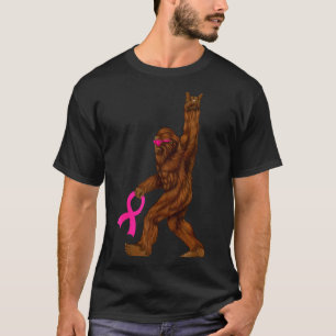 Bigfoot Breast Cancer Funny Sasquatch Nk Ribbon T-Shirt