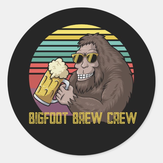 Bigfoot Brew Crew Classic Round Sticker (Front)