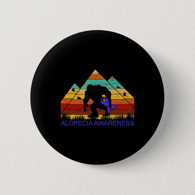 Bigfoot bring ALOPECIA AWARENESS ribbon Fun  Button (Front)