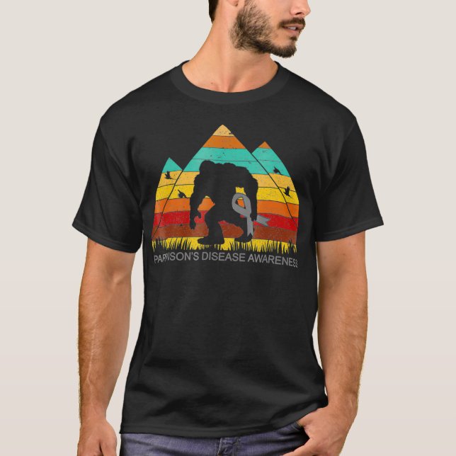 Bigfoot bring PARKINSONS DISEASE ribbon funny T-Shirt (Front)