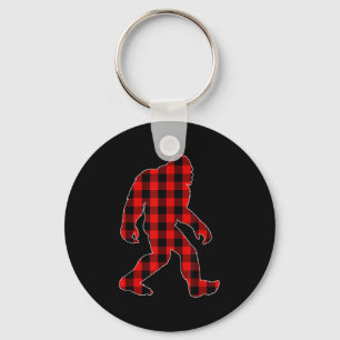 Bigfoot Buffalo Plaid Christmas Family Matching  Keychain