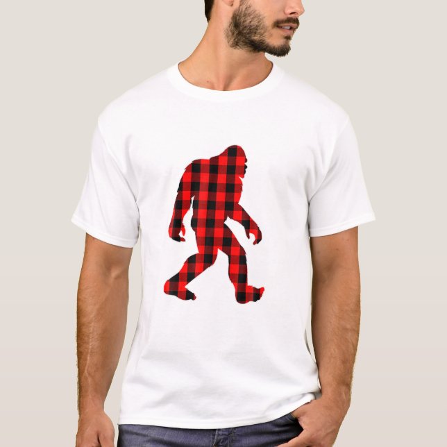 Bigfoot Buffalo Plaid Christmas Family Matching T-Shirt (Front)