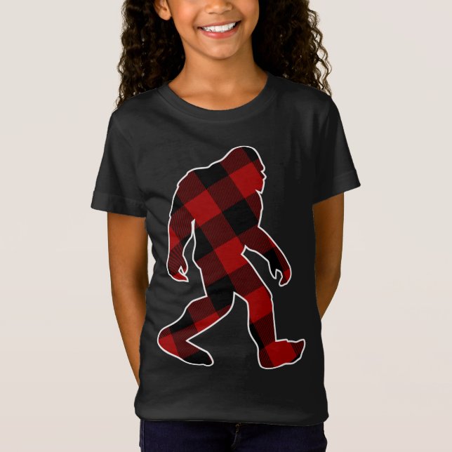 Bigfoot Buffalo Plaid Christmas T-Shirt (Front)