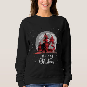 Bigfoot Buffalo Plaid Christmas Tree Moon and Rein Sweatshirt