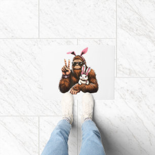 Bigfoot Bunny Funny Easter Day Sasquatch Doormat