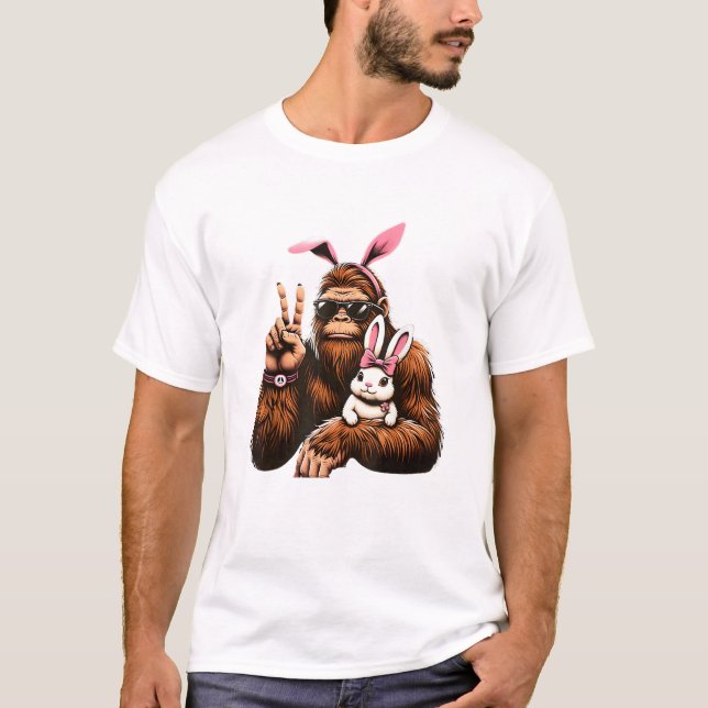 Bigfoot Bunny Funny Easter Day Sasquatch T-Shirt (Front)