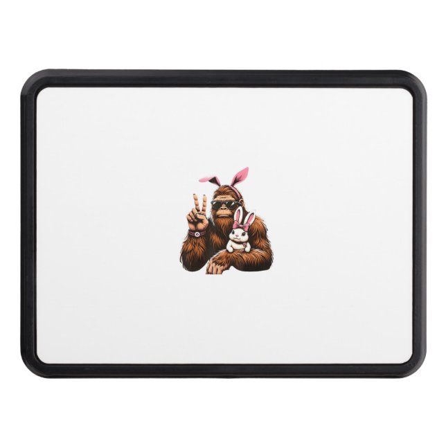 Bigfoot Bunny Funny Easter Day Sasquatch T-Shirt Hitch Cover (Front)