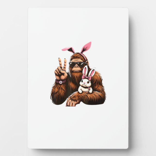 Bigfoot Bunny Funny Easter Day Sasquatch T-Shirt Plaque (Front)