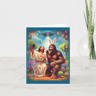 Bigfoot bunny funny easter jesus sasquatch selfie card